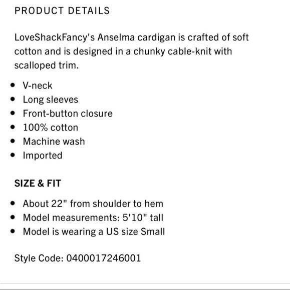 LoveShackFancy Anselma Cable Knit Cardigan Gabella Mini Skirt COMPLETE SET - Picture 12 of 12